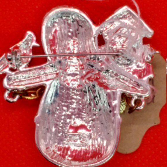 818 snowman with birdhouse and cardinal pin - Picture 3 of 3